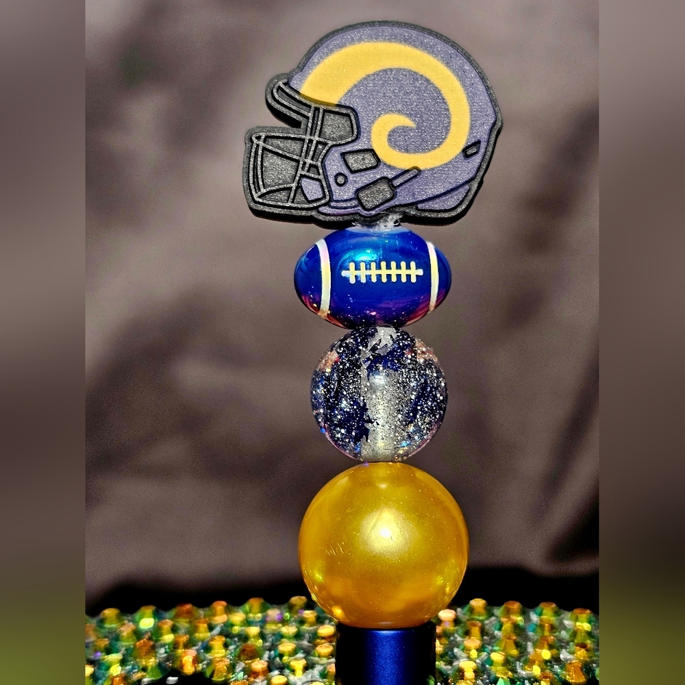 NFL LA Rams Sparkly/Blingy Custom Created Super Fan Beaded Pen